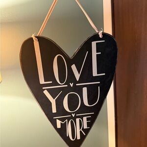 Love You More - Black and White Heart Wall Art - To hang